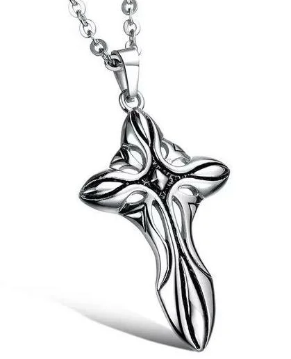 diamond necklaces for women -Stainless Steel Curved Cross Necklace