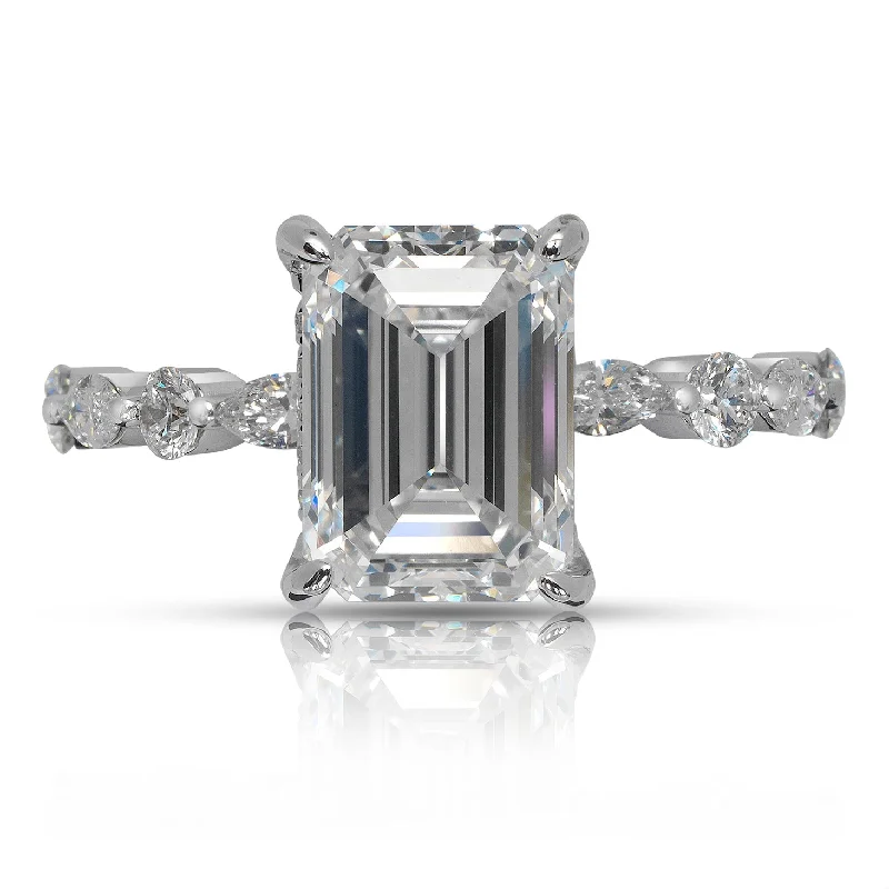 fashion rings for special events -PALI 4 CARAT EMERALD CUT E COLOR VVS2 CLARITY DIAMOND ENGAGEMENT RING 18K WHITE GOLD GIA CERTIFIED 3 CT E VVS2 BY MIKE NEKTA