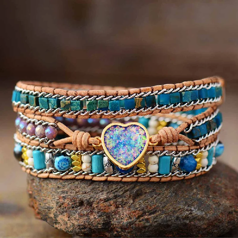 custom-designed bangles for women -Azure Opal Jasper Bracelet