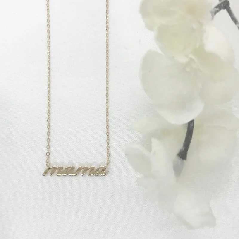 custom name necklaces for women -10k Gold Cursive Mama Necklace