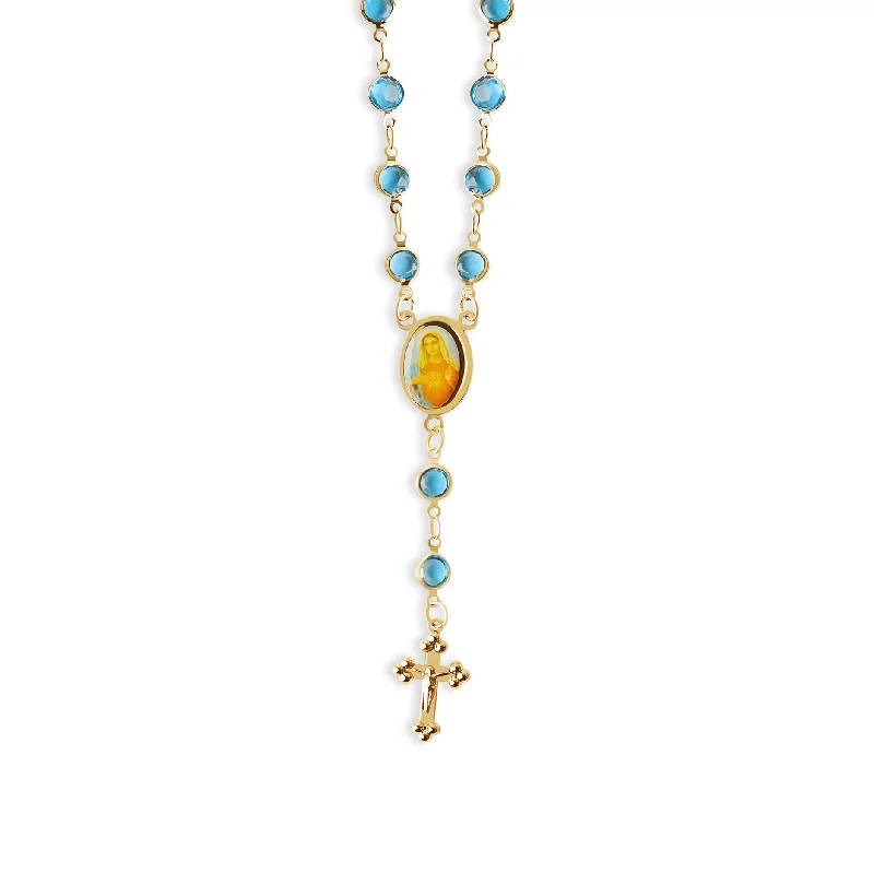 charm necklaces for women -THE MARY BLUE STONE ROSARY NECKLACE