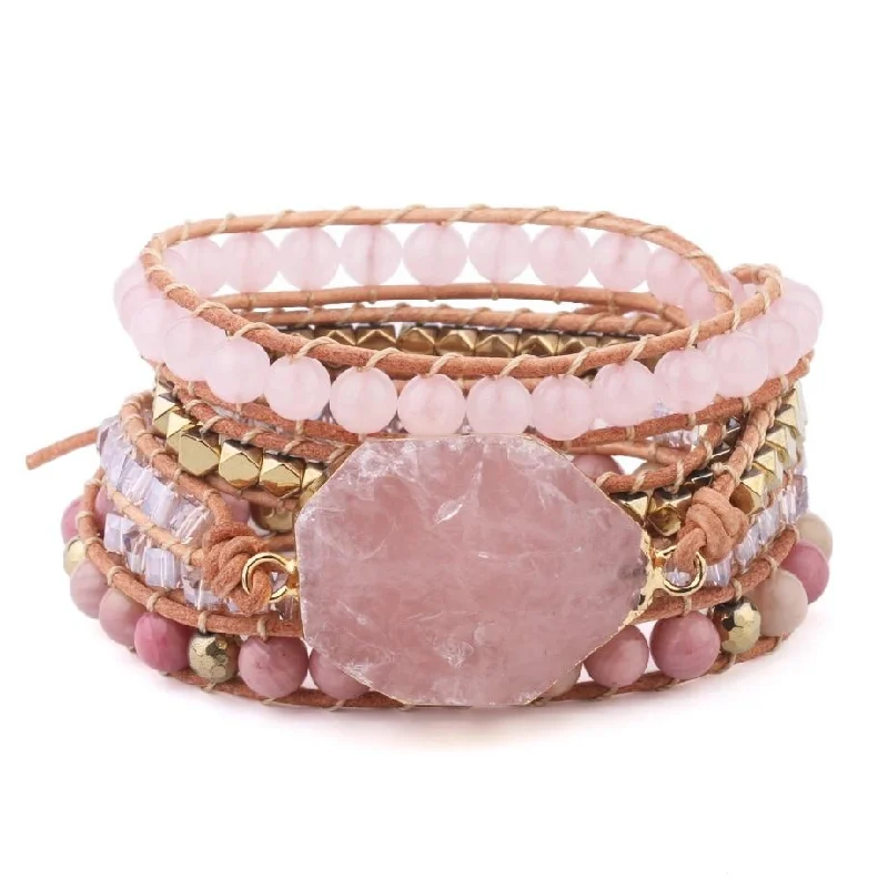 minimalist cuff bangles -The Loving Healer Rose Quartz Bracelet