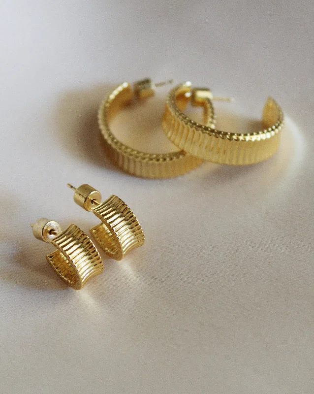 gold stud earrings for women -Positano Hoop Studs