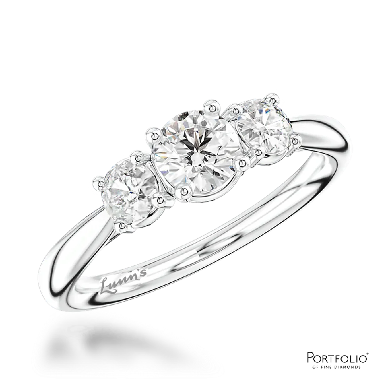 women’s halo rings -Three Stone 0.31ct F SI1 Diamond Platinum Ring