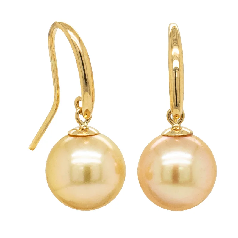 luxury pearl earrings -18ct Yellow Gold 10mm Golden South Sea Pearl Earrings