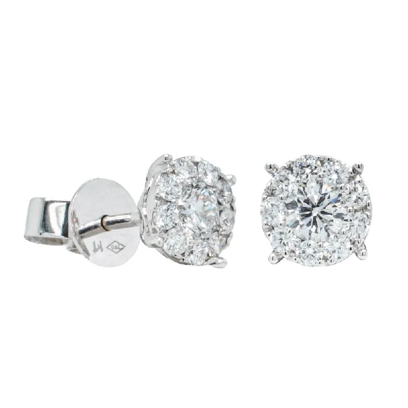 luxury earrings sets -18ct White Gold .84ct Diamond Cluster Stud Earrings