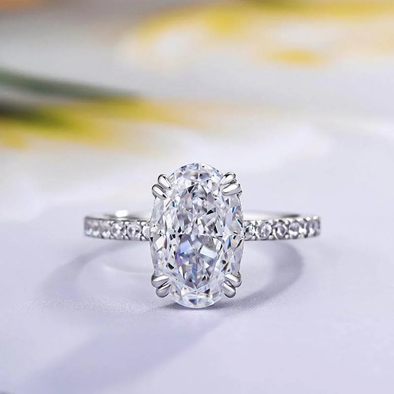 oval cut engagement rings for women -Gorgeous Unique Oval Cut Simulated Diamond Engagement Ring