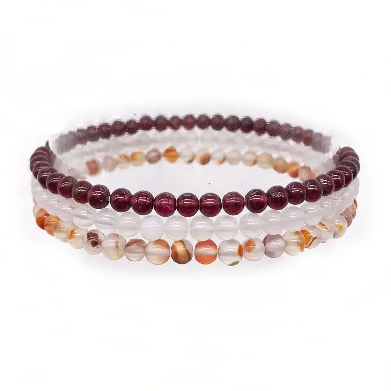 pearl bangles for women -Natural Garnet Vitality Beaded Bracelet