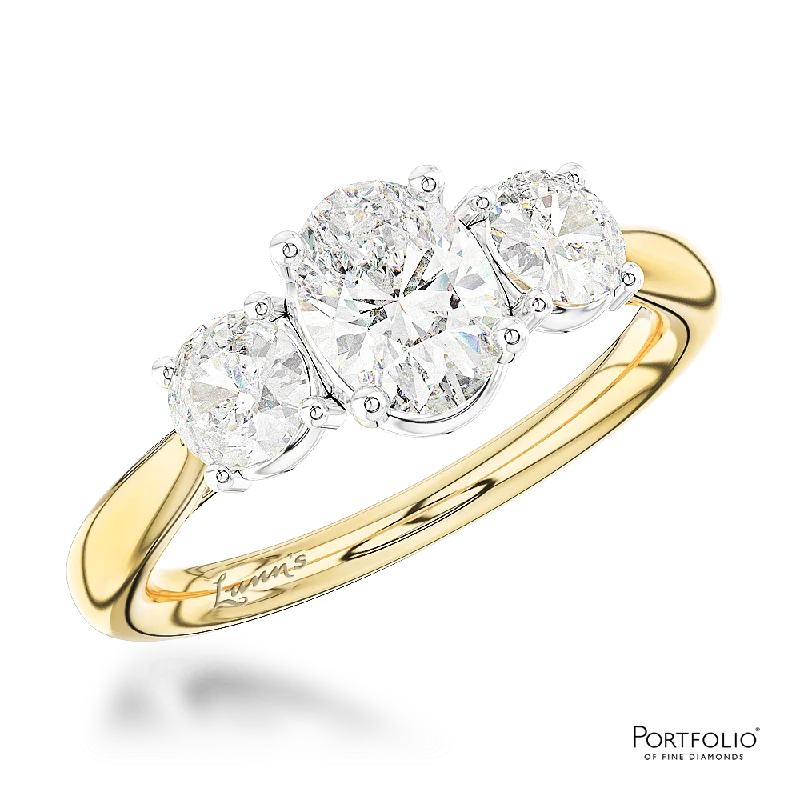 elegant diamond rings for women -Three Stone 0.70ct G VS1 Diamond Yellow Gold/Platinum Ring