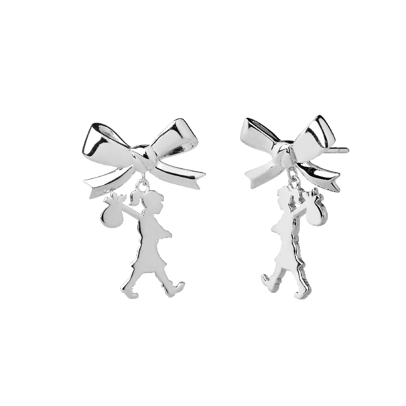 women’s gold drop earrings -Karen Walker Girl With The Bow Earrings - Sterling Silver