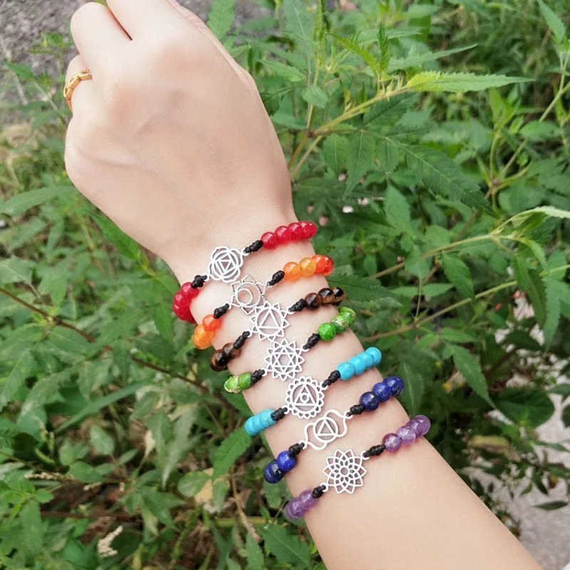 colorful bangles for women -7 Chakra Natural Stone Healing Bracelet