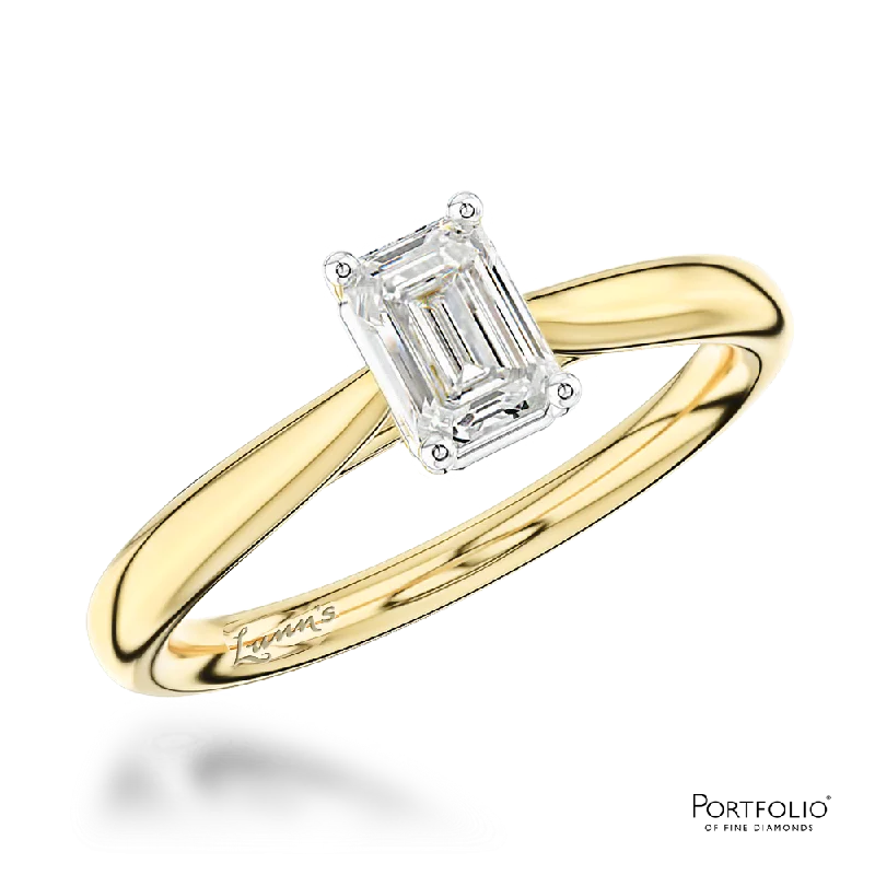 trendy rings for women -Solitaire 0.30ct D SI1 Diamond Yellow Gold/Platinum Ring