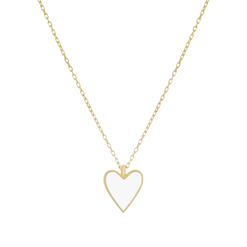 wedding necklaces for women -White Enamel Heart Necklace