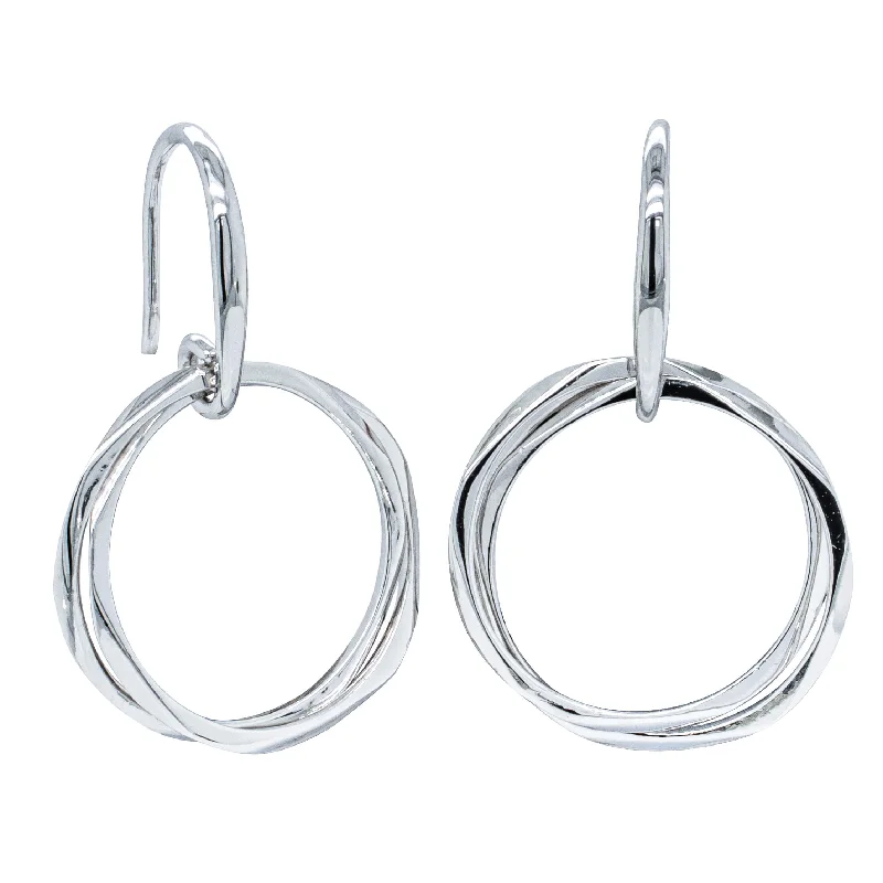 large hoop earrings -Sterling Silver Entwined Hook Earrings