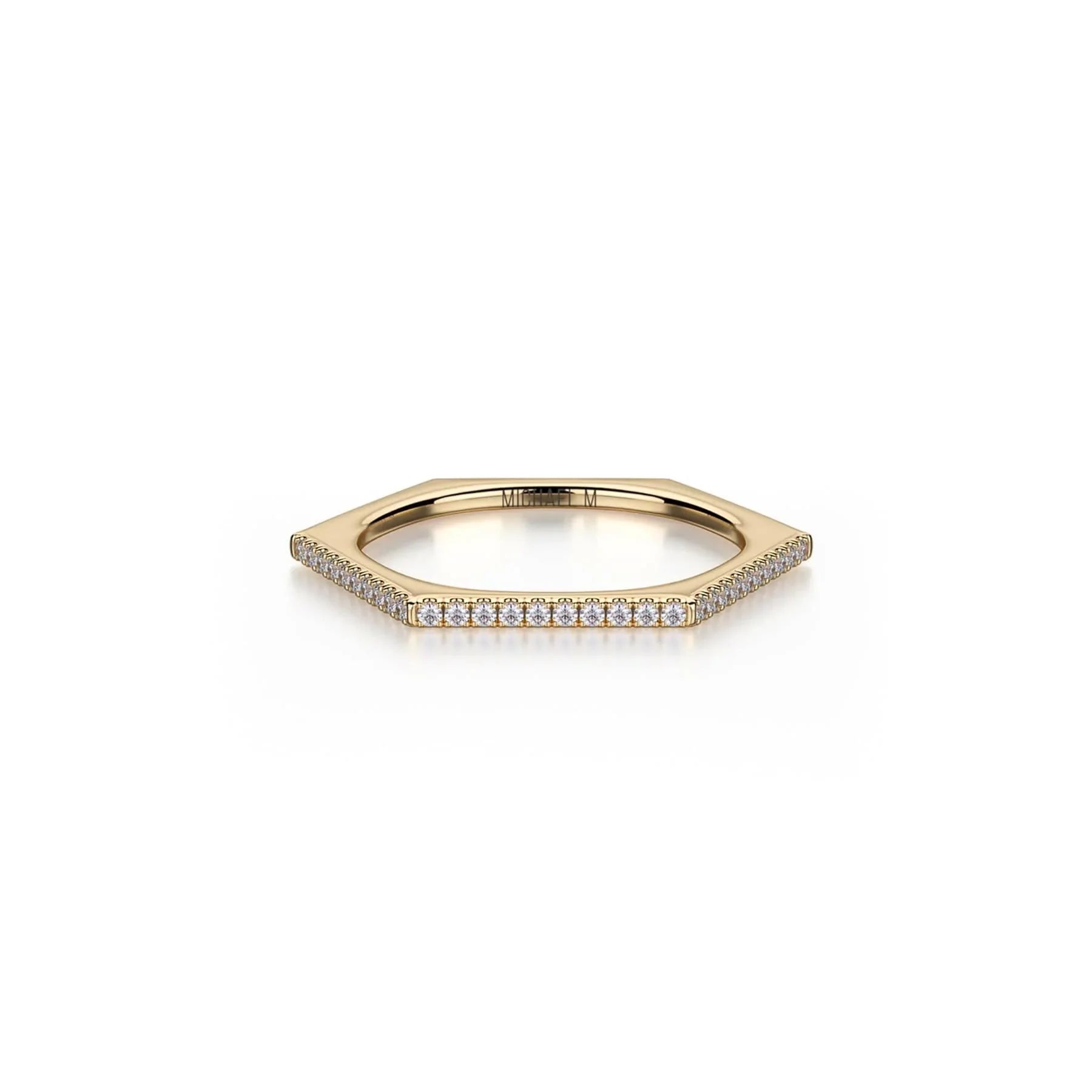 trendy rings for women -Diamond Hexagon Band B311-YG4