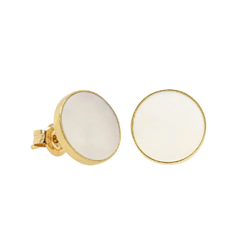 fashion-forward earrings for women -9ct Yellow Gold Mother Of Pearl Gaia Stud Earrings