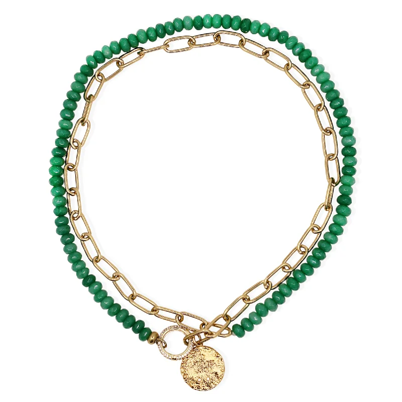 contemporary necklaces for women -ARANI Necklace - Gold and Jade