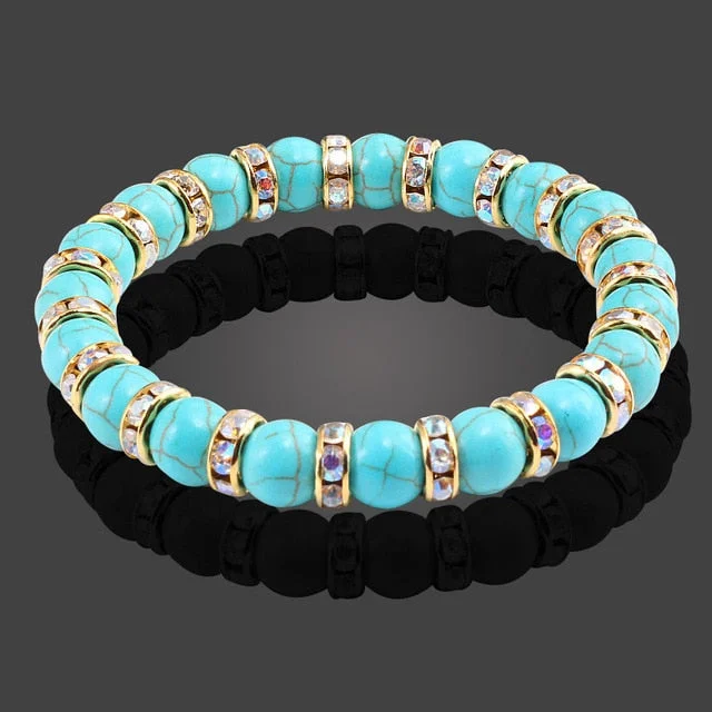 Blue Turquoise Gold Bling Crystal