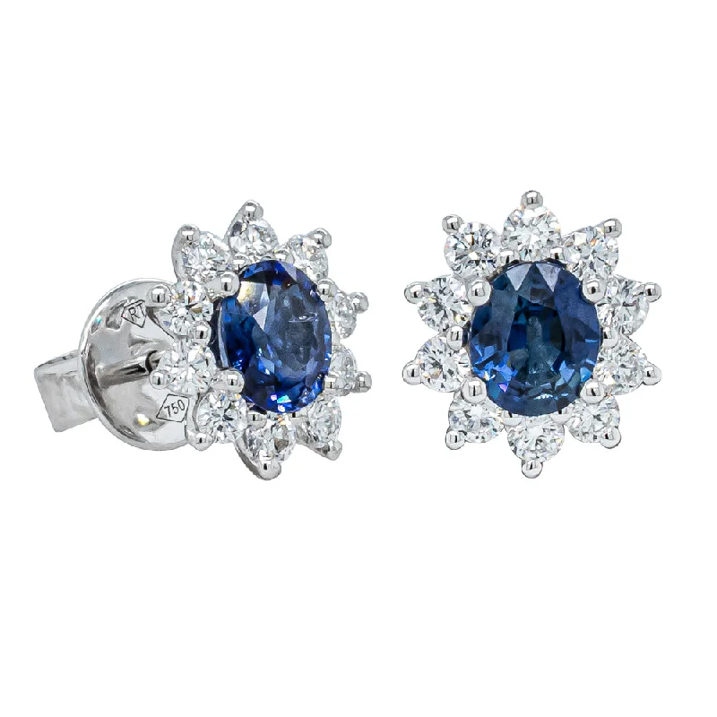 chic gold earrings -18ct White Gold 1.07ct Sapphire & Diamond Earrings