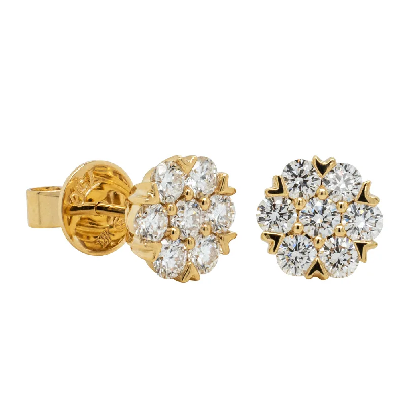 trendy statement earrings for women -18ct Yellow Gold Diamond Lotus Stud Earrings