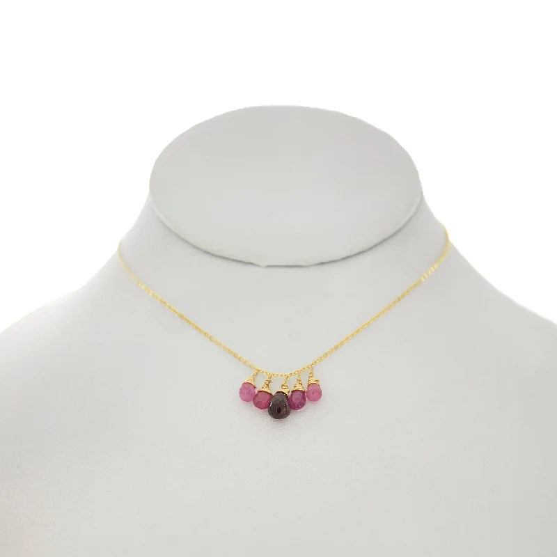 women’s engagement pendant necklaces -China Rose - Pink Tourmaline & Pink Sapphire Drops Necklace