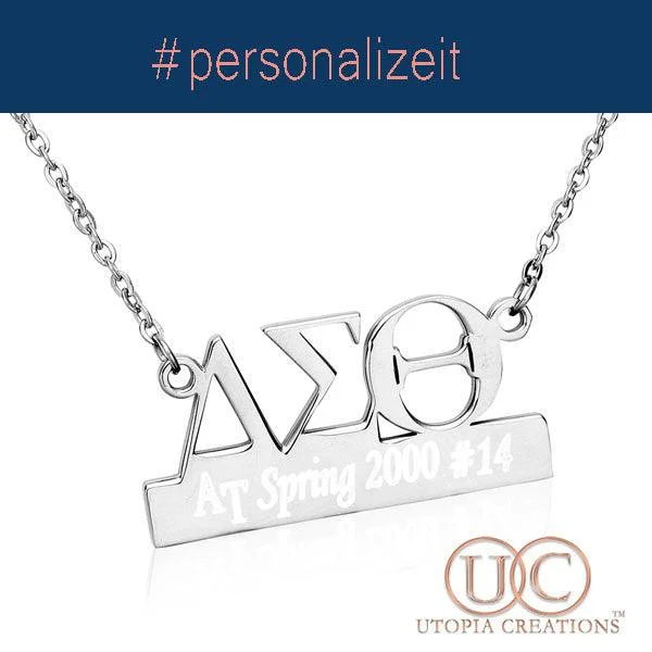 stunning statement necklaces for women -Personalized ΔΣΘ Symbol+Bar Necklace