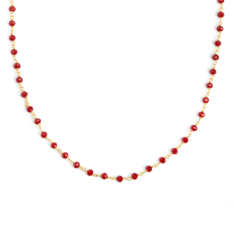 handcrafted necklaces for women -Crystals Cherry Gold Necklace