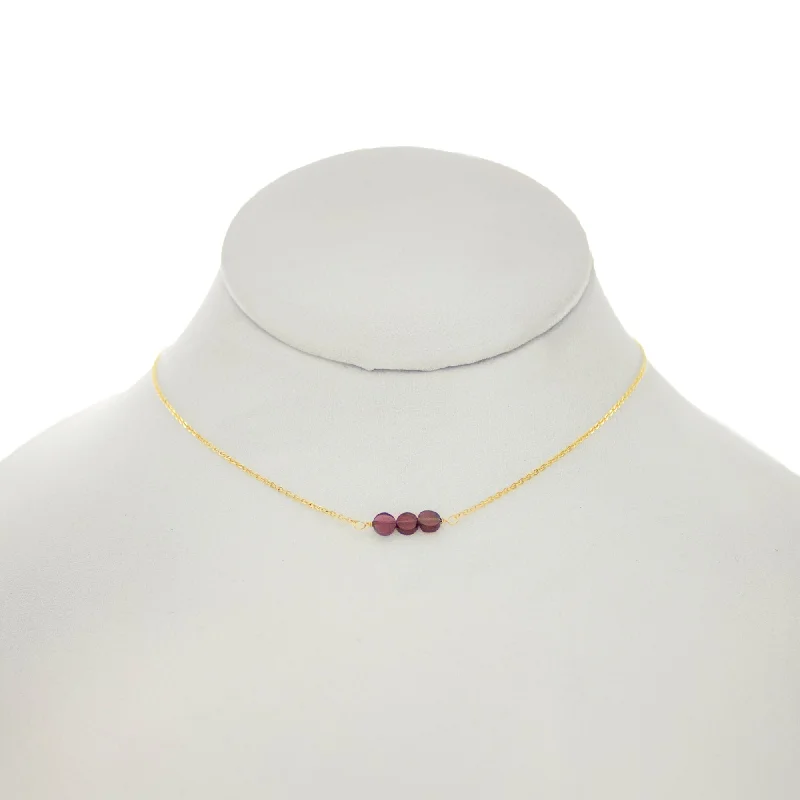 personalized engraving necklaces for women -China Rose - Flat Garnet Bar Necklace