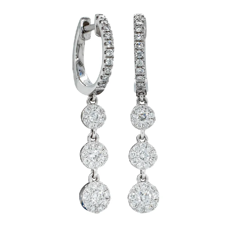 women’s gold drop earrings -18ct White Gold .65ct Diamond Drop Earrings