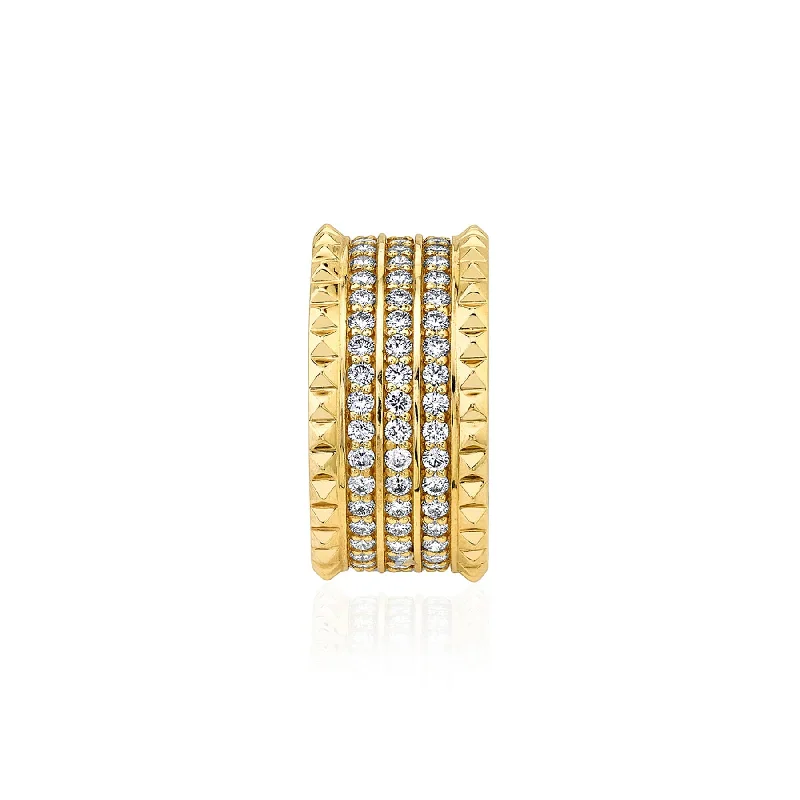 fashion gemstone rings -Tetra Triple Pavé Band B363YG