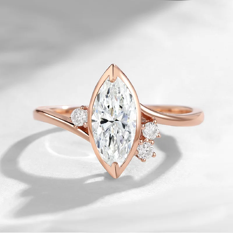 wedding ring sets for women -In Stock | Marquise Cut Moissanite Twist Engagement Ring - Weaving Love