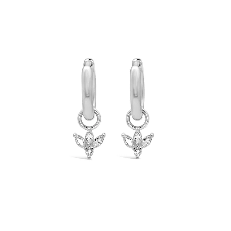 fashion statement earrings -DROPPING ROSSETTE HOOP SILVER EARRING