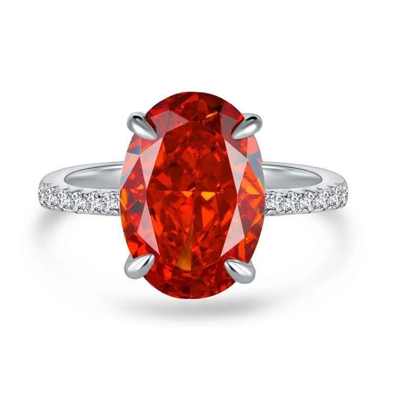 custom-made engagement rings for women -Luxurious Ruby Oval Cut Simulated Diamond Engagement Ring