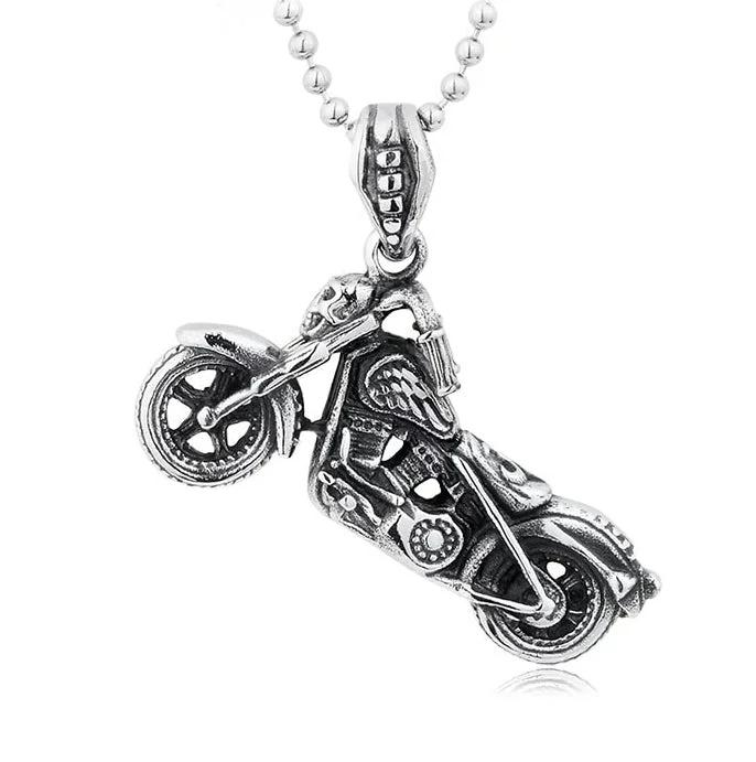 men’s and women’s matching necklaces -Stainless Steel Ghost Rider Motorcycle Necklace