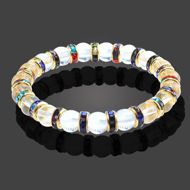 diamond bracelets for women -Multicolor Natural Crystal Energy Bracelet