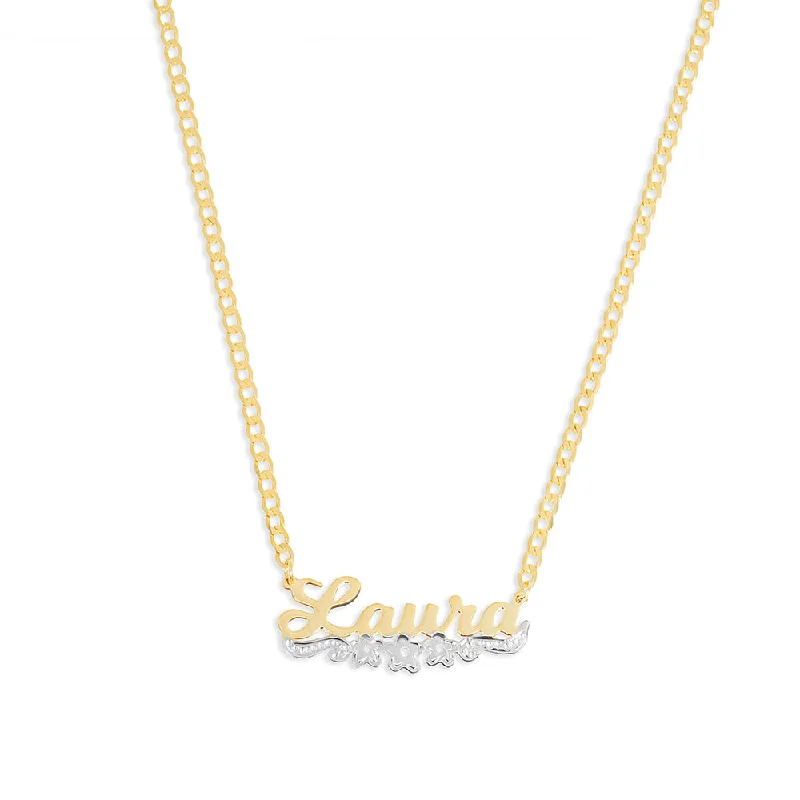 sparkling crystal necklaces for women -THE CLASSIC FLOWER CUT NAMEPLATE NECKLACE