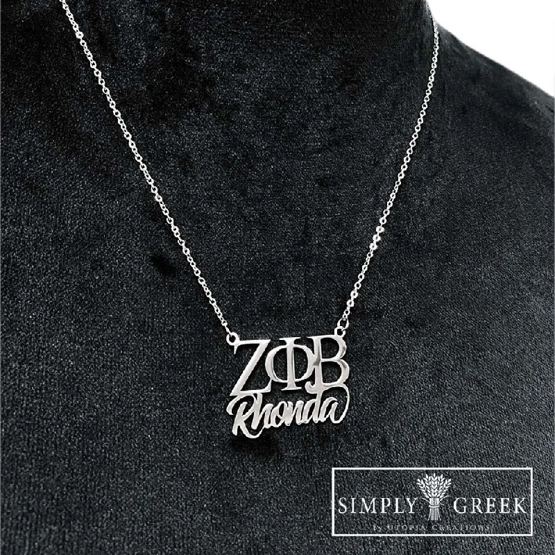 elegant gold necklaces for women -Personalized ZΦB Zeta Phi Beta Name Necklace