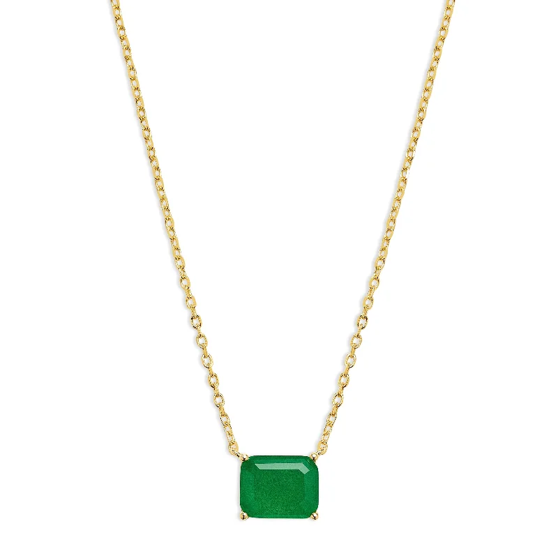 dainty necklaces for women -THE GREEN SOLITAIRE EMERALD NECKLACE