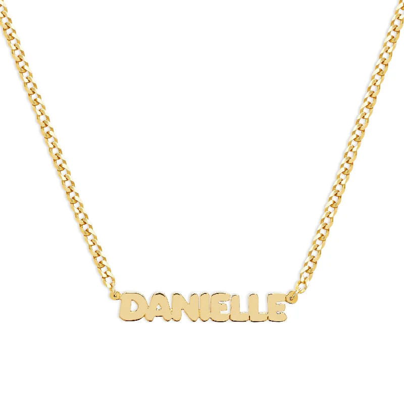 bohemian necklaces for women -THE BUBBLE LETTER CURB CHAIN NAMEPLATE NECKLACE