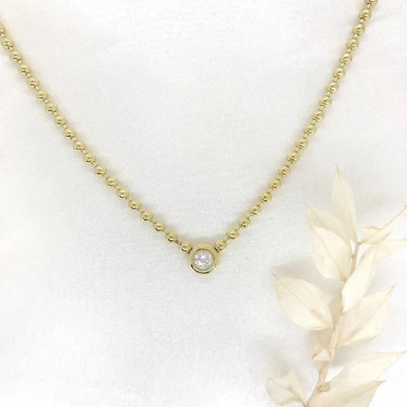 stunning statement necklaces for women -18k/925 Vermeil Ball Necklace with CZ Bezel