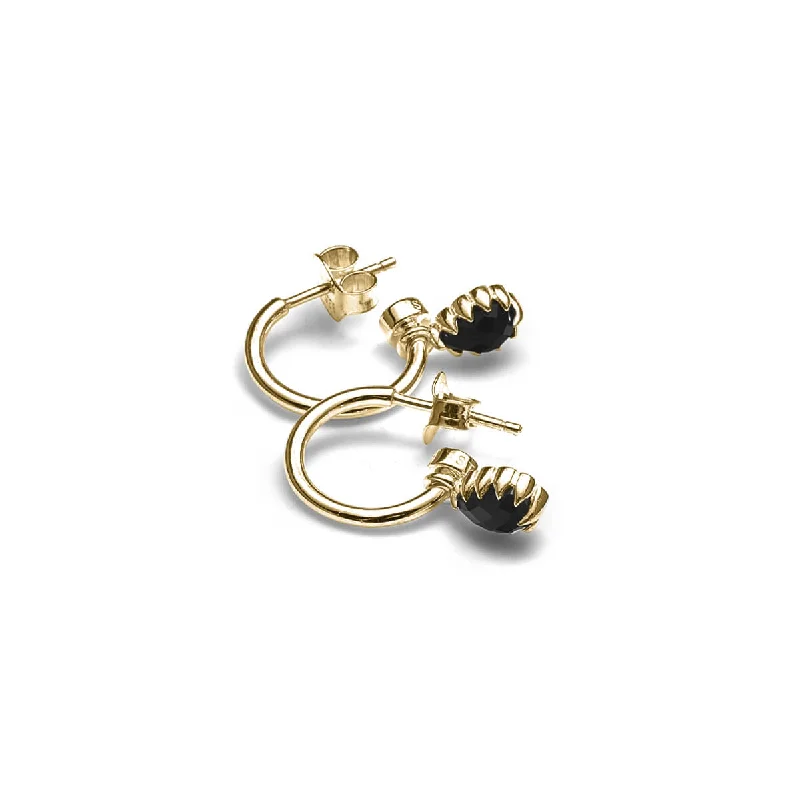 women’s birthstone earrings -Stolen Girlfriends Club Love Claw Drop Anchor Earrings - Gold Plated & Onyx