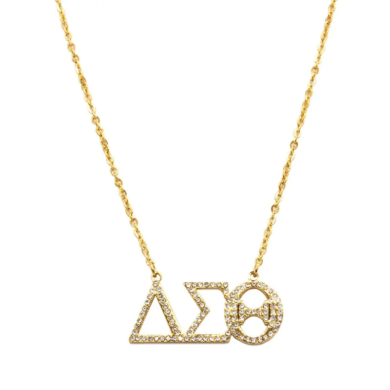 women’s engagement pendant necklaces -ΔΣΘ Greek Symbol Bling Necklace (Stainless Steel)