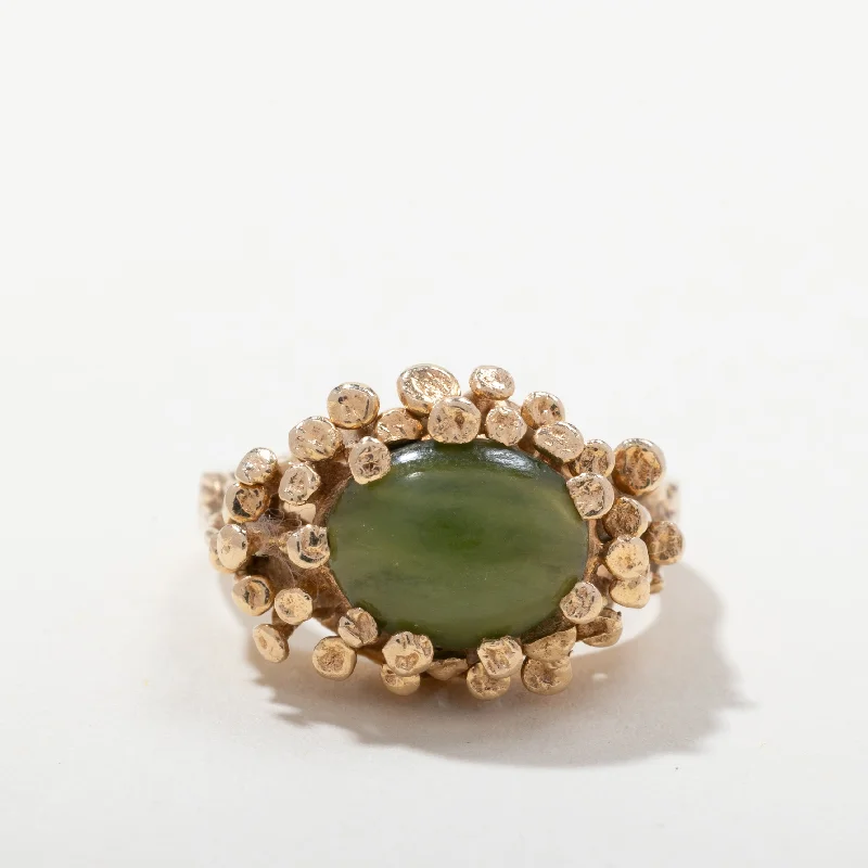 women’s promise rings sets -14k Yellow Gold Nephrite Jade Ring | SZ 4.5