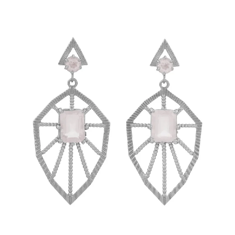 trendy earrings for parties -Zoe & Morgan Rosa Earrings - Sterling Silver & Rose Quartz