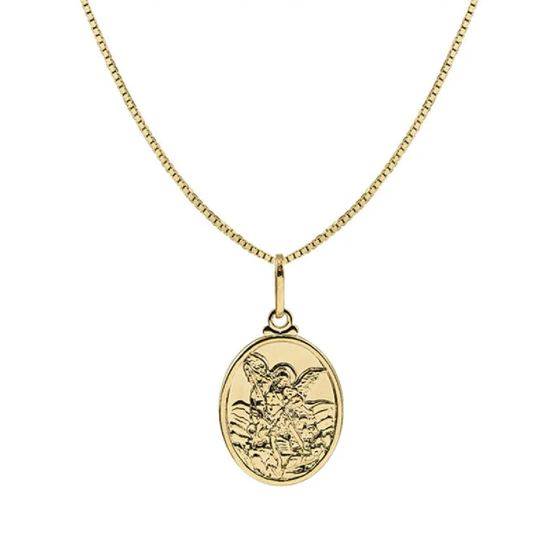 luxury gold necklaces for women -THE OVAL ST. MICHAEL PENDANT NECKLACE