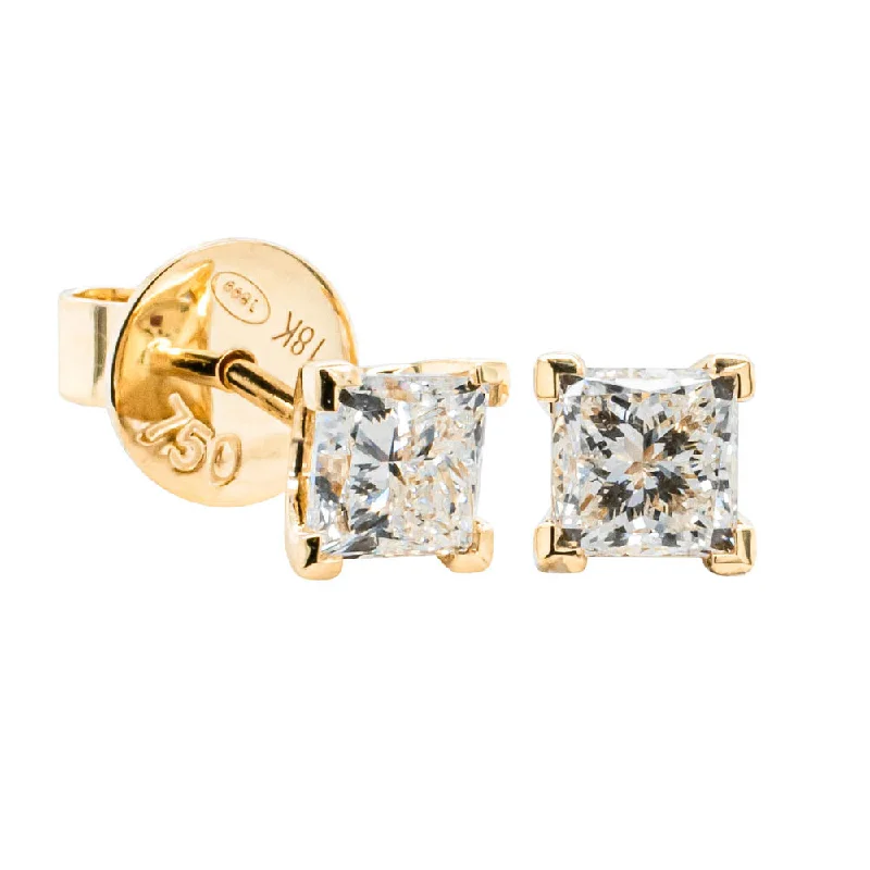 gemstone earrings for women -18ct Yellow Gold 1.40ct Princess Cut Diamond Blossom Earrings