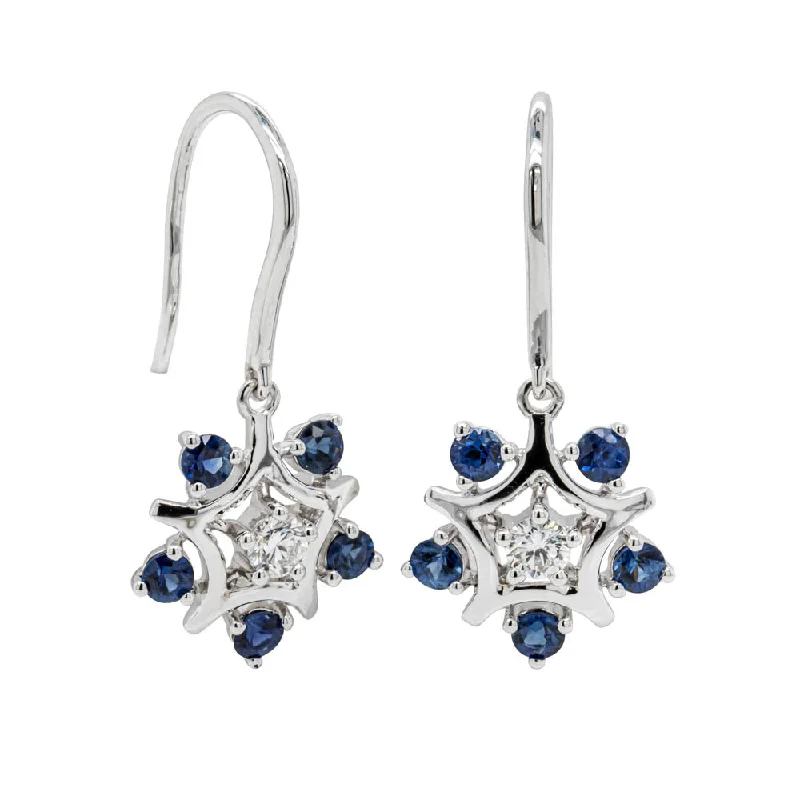 custom earrings for women -18ct White Gold .86ct Sapphire & Diamond Earrings