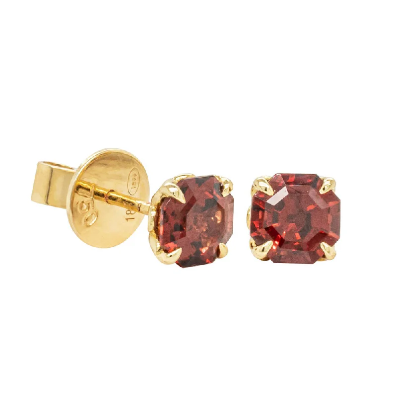 elegant hoop earrings -18ct Yellow Gold Garnet Octavia Stud Earrings