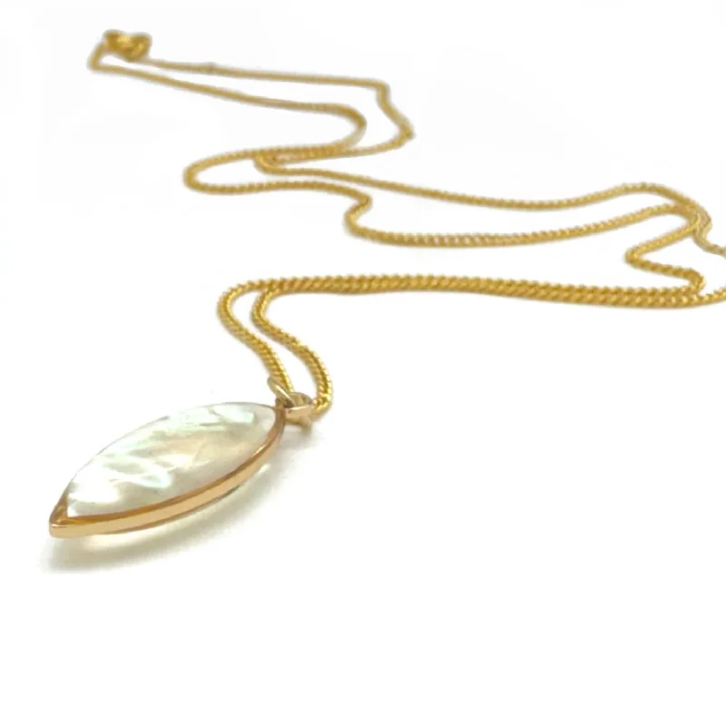 cute necklaces for women -MOONSTONE MARQUISE NECKLACE