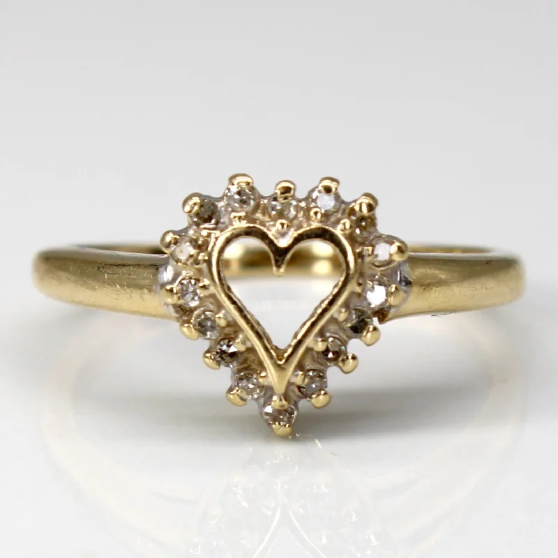 bridal engagement rings for women -Diamond Heart Design Gold Ring | 0.08ctw | SZ 6 |